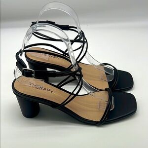 THERAPY - Black Strapy Open Toe Ankle Adjustable Strap Lightweight  Heels Size 8